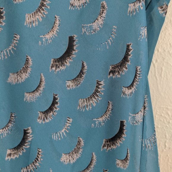 Eyelash Print Ruffle Blouse Small - Picture 4 of 8